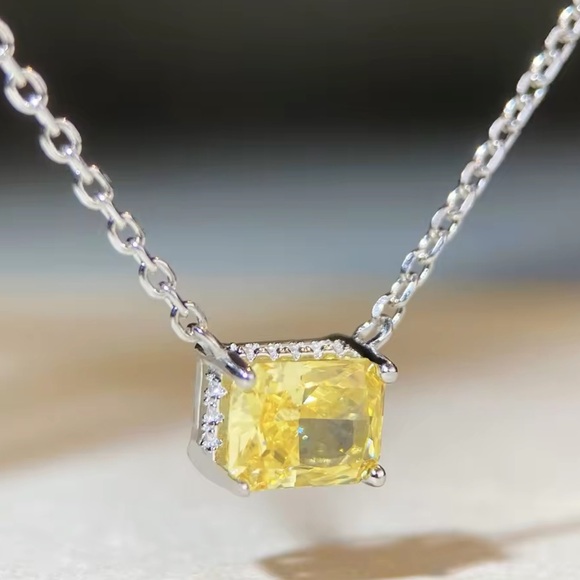 1.15ct Radiant Cut Canary Necklace - Picture 9 of 10